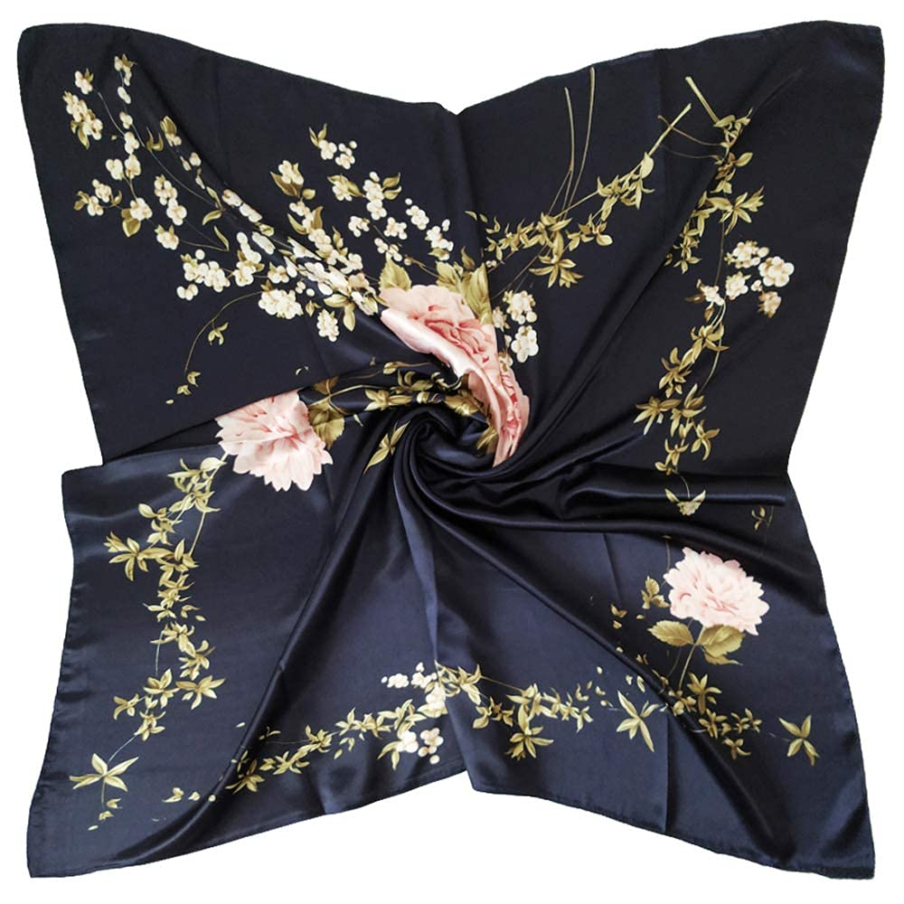 PALAY Scarf Square Scarfs for Women Satin Square Silk Like Hair Scarves and Wraps Headscarf for Sleeping (Navy Blue) PALAY Scarf Square Scarfs for Women Satin Square Silk Like Hair Scarves and Wraps Headscarf for Sleeping (Navy Blue)